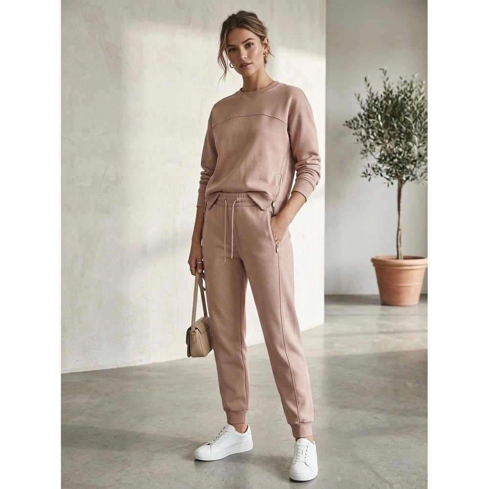 Reiss Dusty Rose Track Joggers and Sweatshirt Set